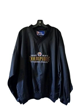 Vintage Pro Player Pittsburgh Steelers 1995 AFC Champions Pullover - Black/Gold